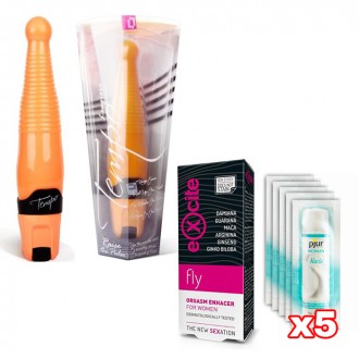 PACK WOMAN VIBRADOR LEGGIERO + POTENCIADOR DE ORGASMO + 5X LUBRIFICANTE WOMAN NUDE