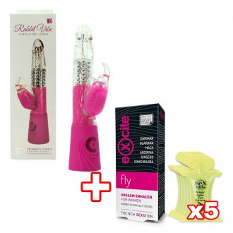 PACK MAGIC RABBIT VIBRADOR CIRCLE OF LIGHT MORADO + POTENCIADOR DE ORGASMO + 5X LUBRICANTE BESABLE