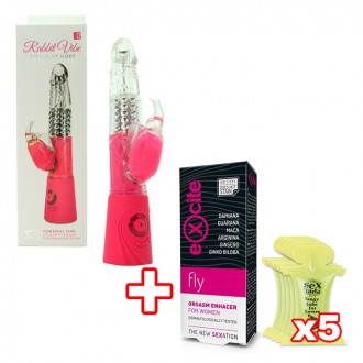 MAGIC RABBIT PACK CIRCLE OF LIGHT VIBRATOR PINK + ORGASM ENHACER + 5X KISSABLE LUBRICANT