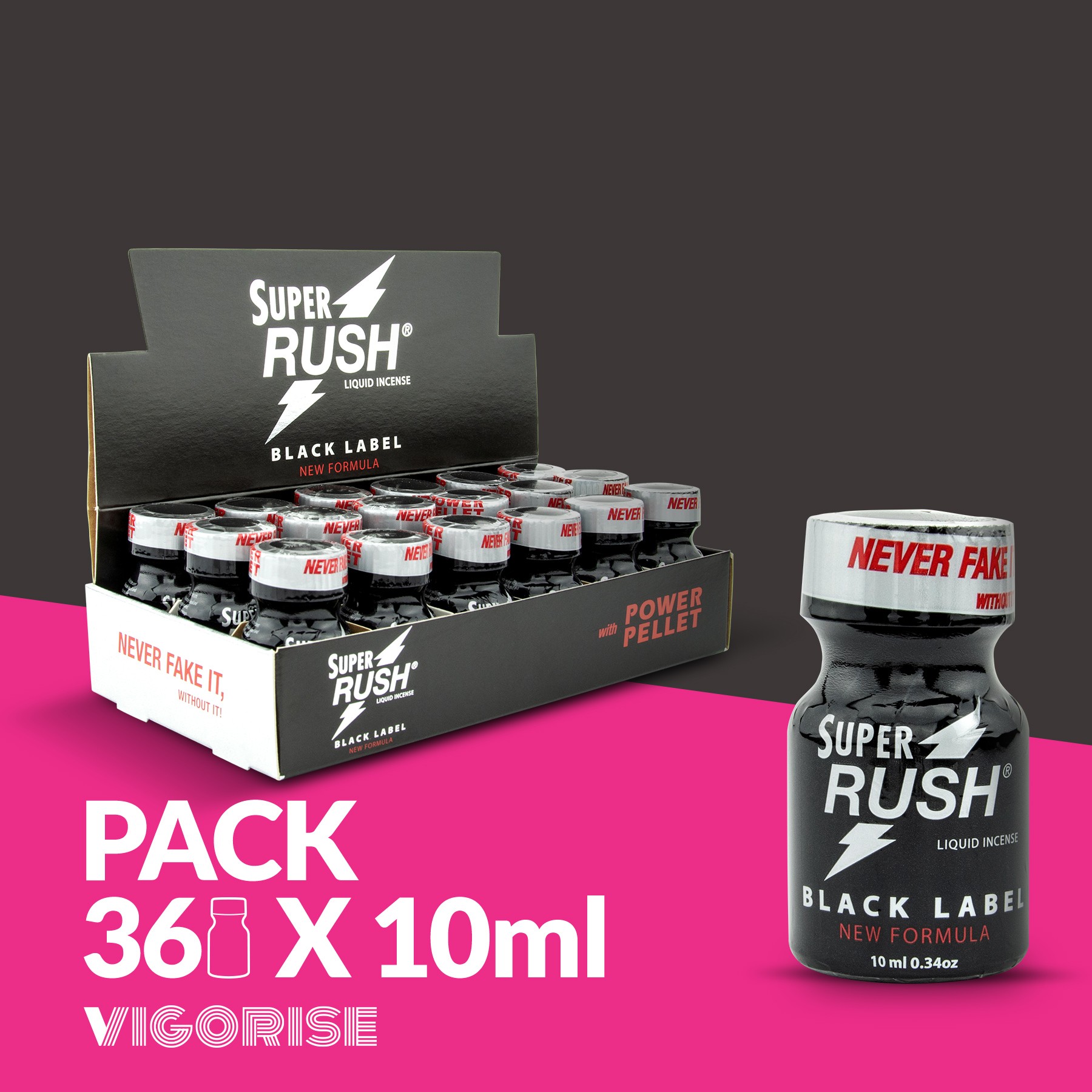 PACK COM 36 SUPER RUSH BLACK LABEL 10ML