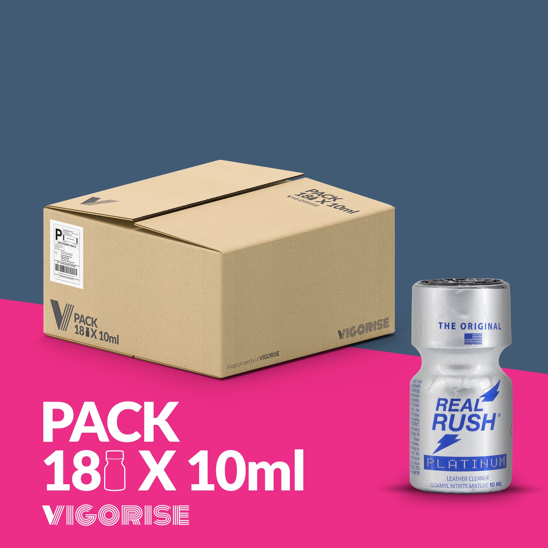 PACK COM 18 REAL RUSH PLATINUM POPPER 10ML