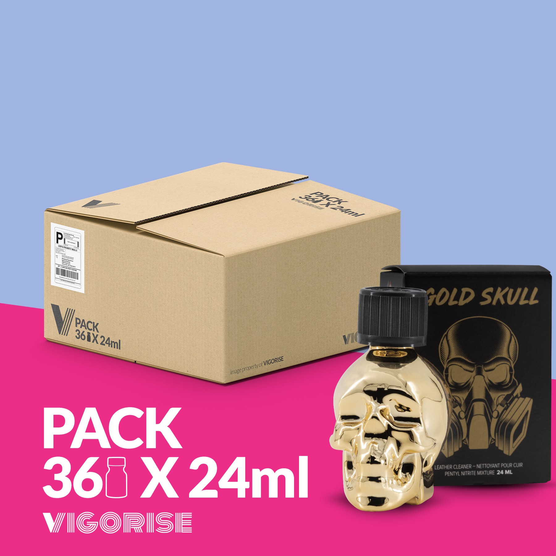 PACK COM 18 GOLD SKULL POPPER 24ML