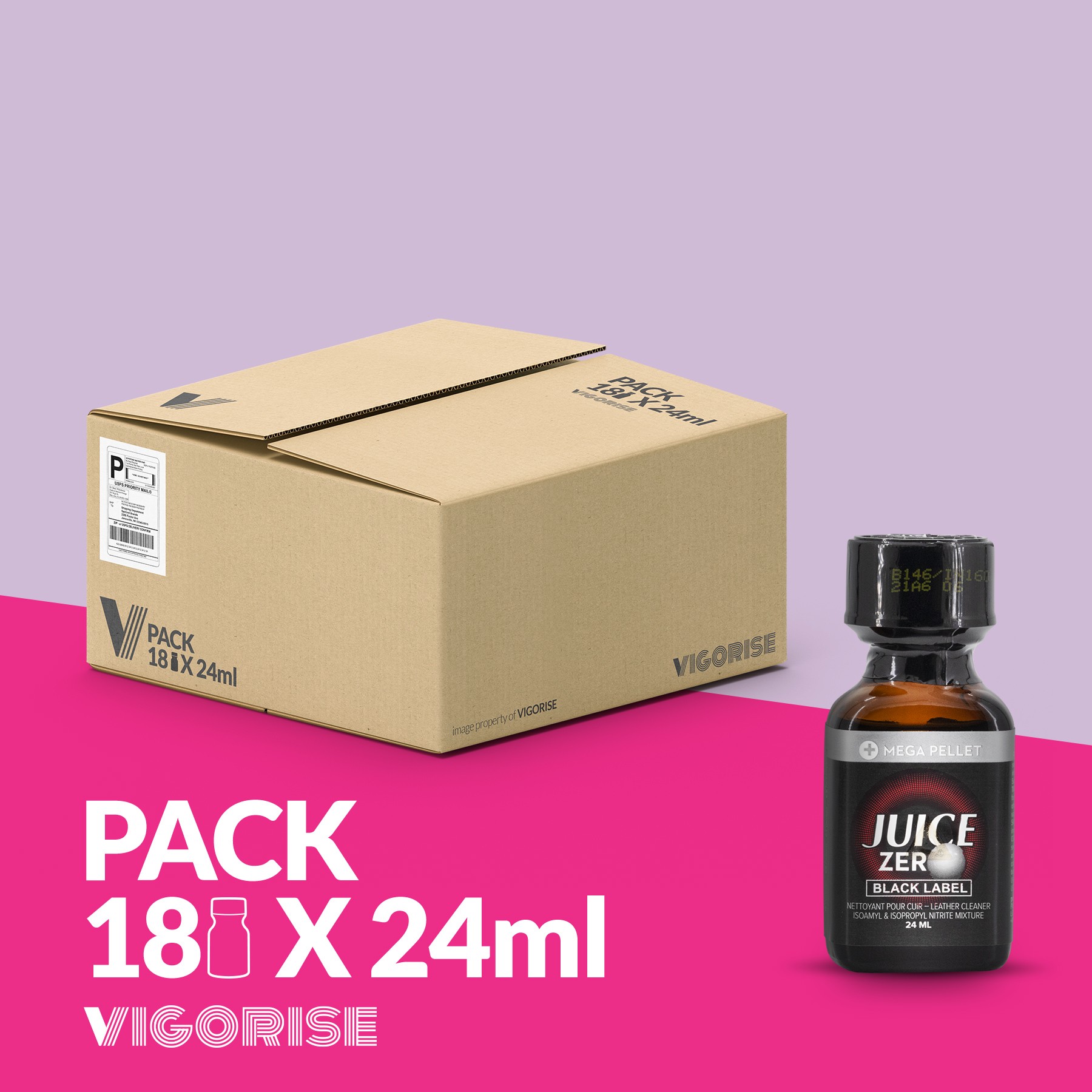 PACK WITH 18 JUICE ZERO BLACK LABEL POPPER 24ML